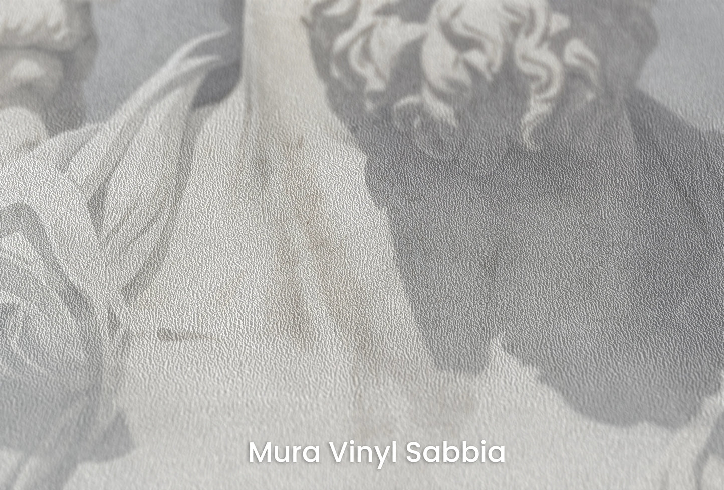 Zbliżenie na artystyczną fototapetę o nazwie Eternal Contemplation na podłożu Mura Vinyl Sabbia struktura grubego ziarna piasku.