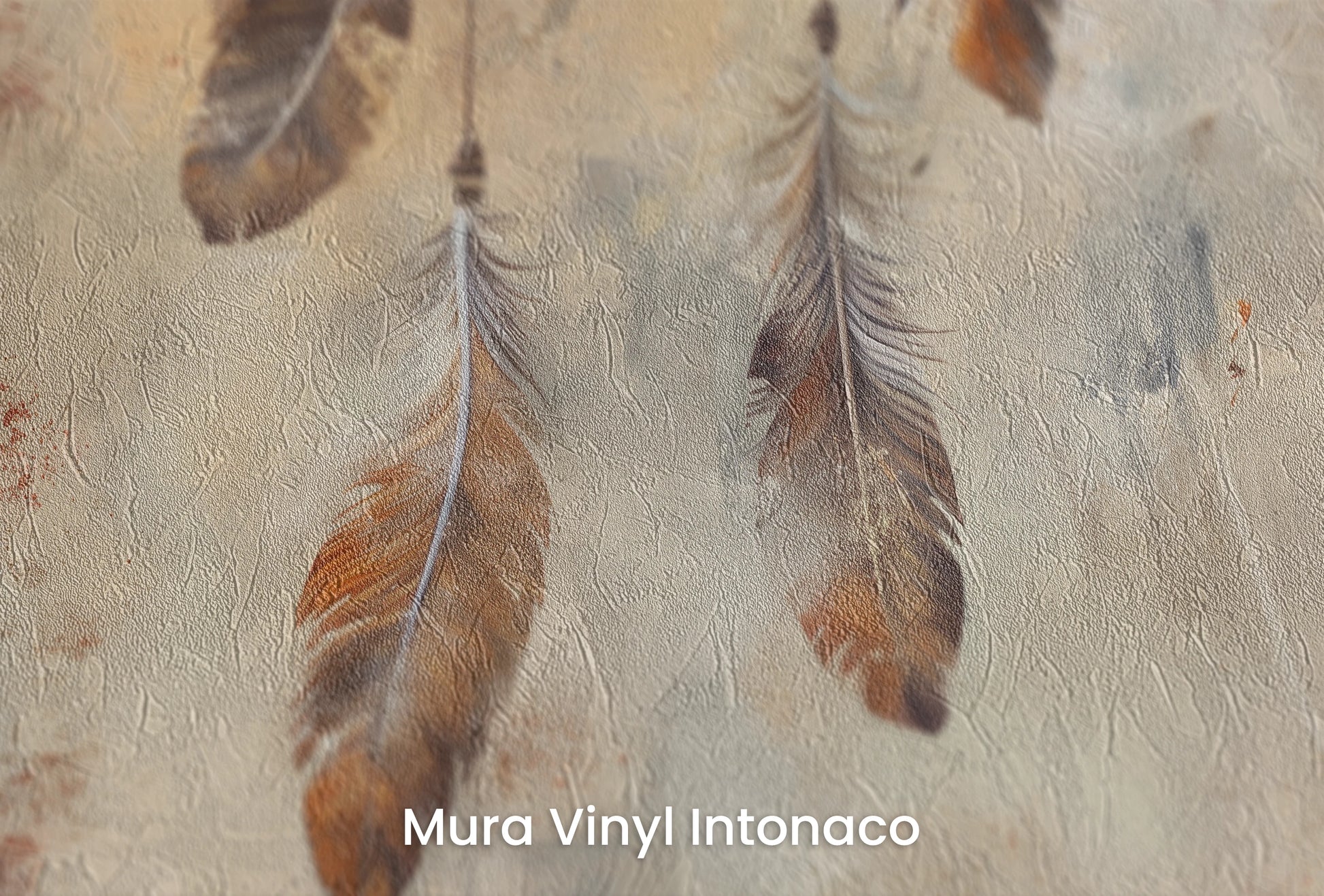 Zbliżenie na artystyczną fototapetę o nazwie Terra Harmony na podłożu Mura Vinyl Intonaco - struktura tartego tynku.