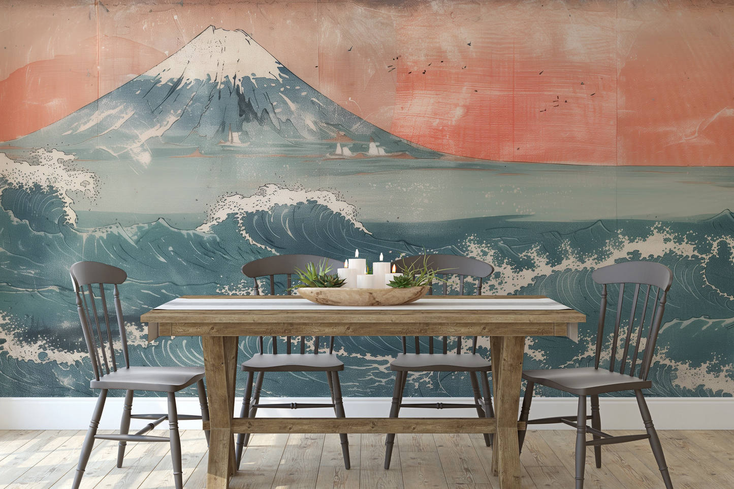 Fototapeta malowana o nazwie Fuji's Serenity pokazana w aranżacji wnętrza.