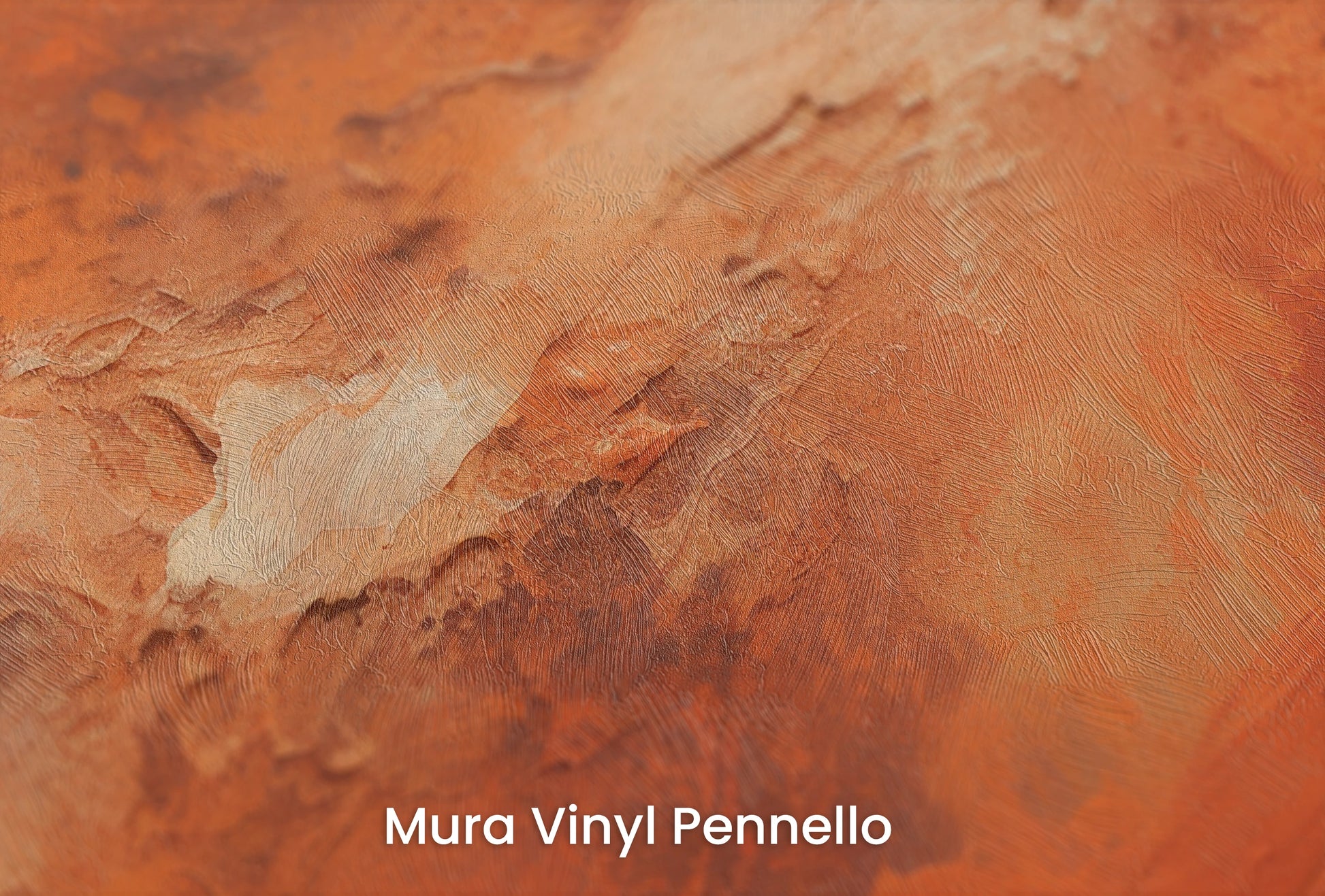 Zbliżenie na artystyczną fototapetę o nazwie Mars' Warmth na podłożu Mura Vinyl Pennello - faktura pociągnięć pędzla malarskiego.