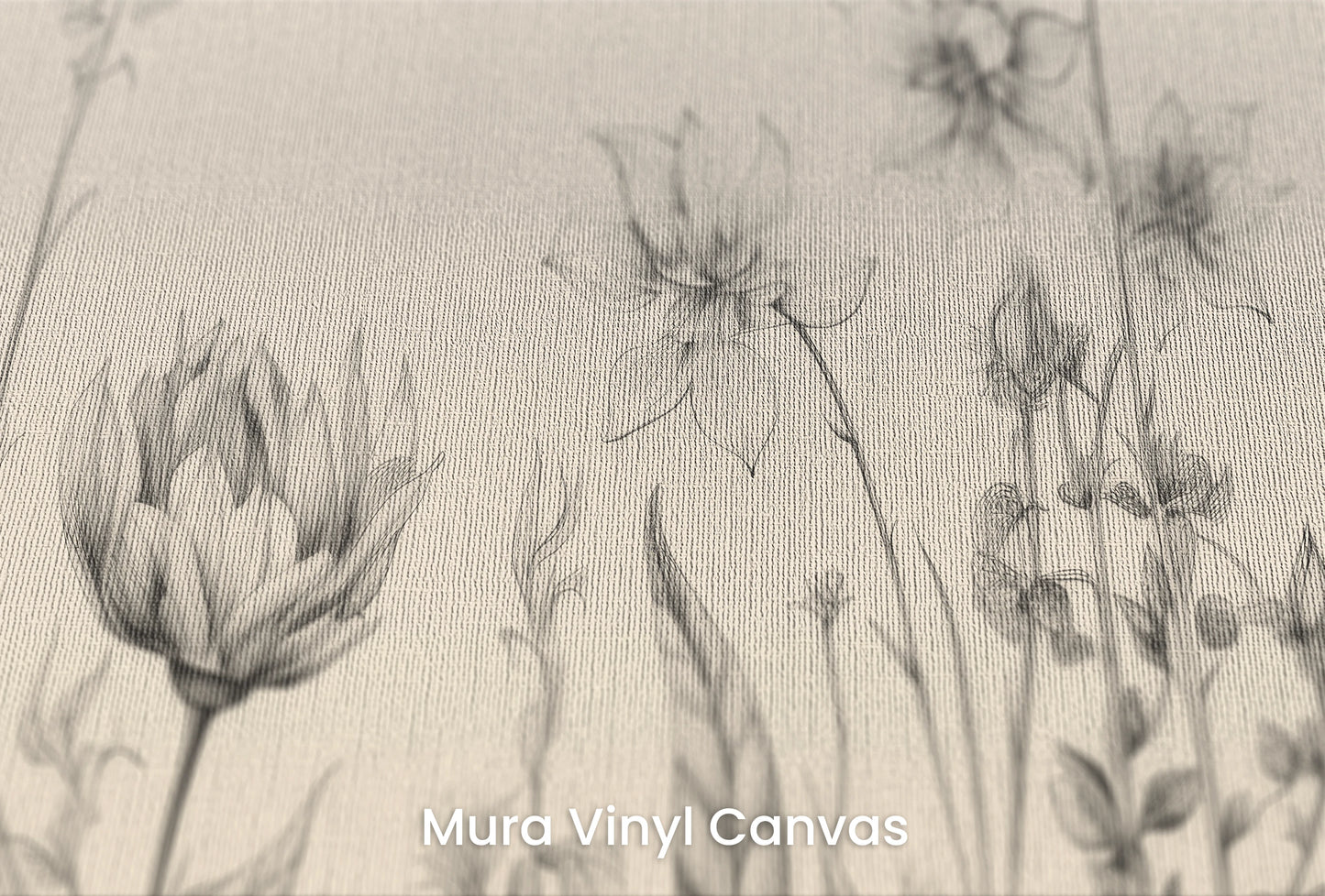 Zbliżenie na artystyczną fototapetę o nazwie Gentle Petals na podłożu Mura Vinyl Canvas - faktura naturalnego płótna.