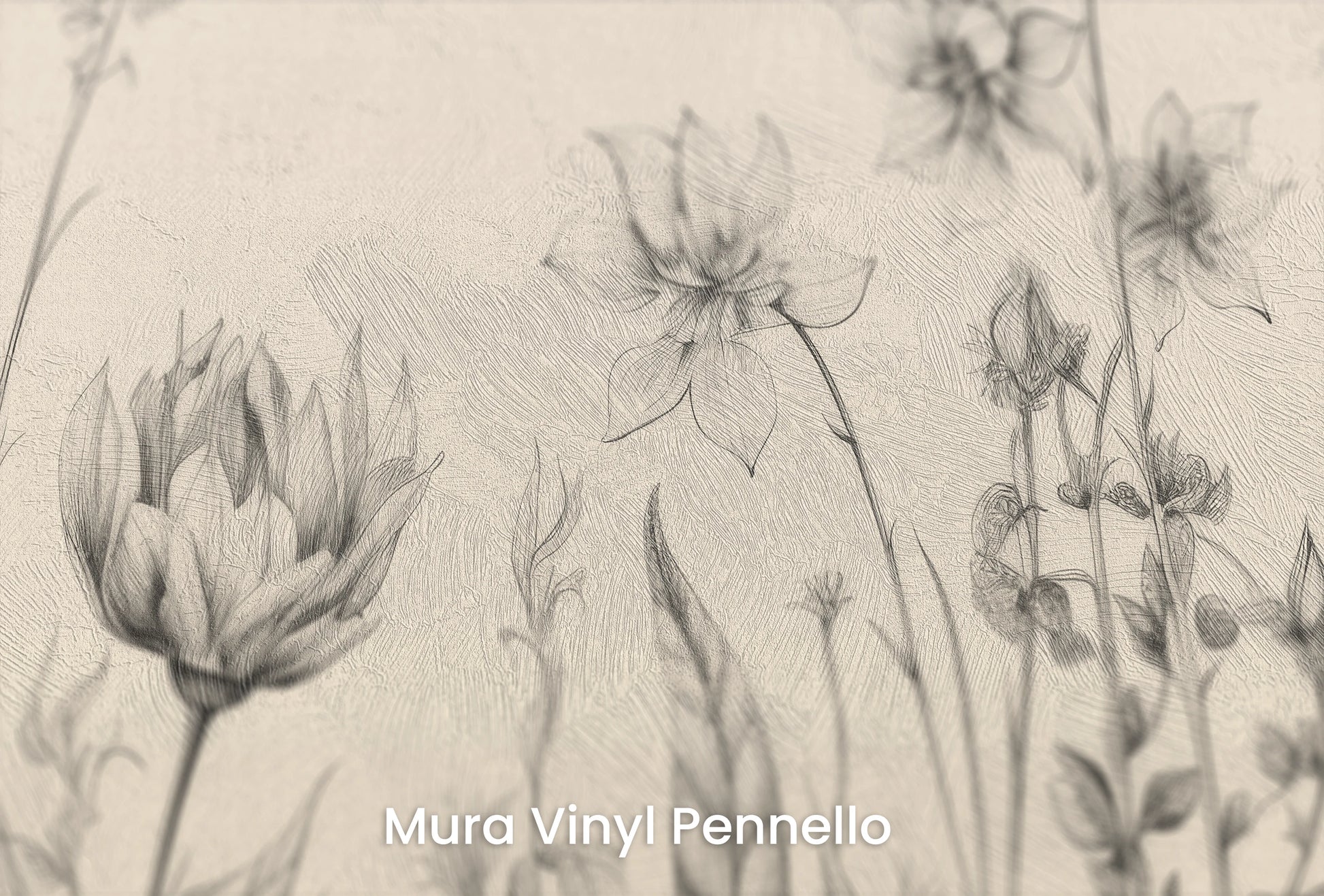 Zbliżenie na artystyczną fototapetę o nazwie Gentle Petals na podłożu Mura Vinyl Pennello - faktura pociągnięć pędzla malarskiego.