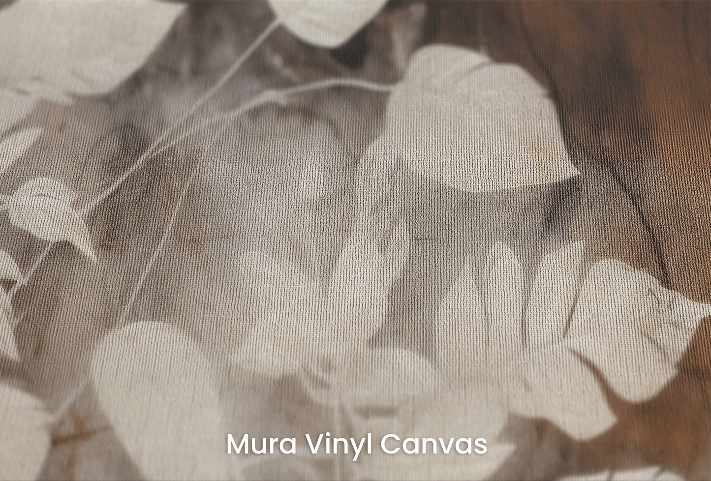 Zbliżenie na artystyczną fototapetę o nazwie Floral Haze na podłożu Mura Vinyl Canvas - faktura naturalnego płótna.