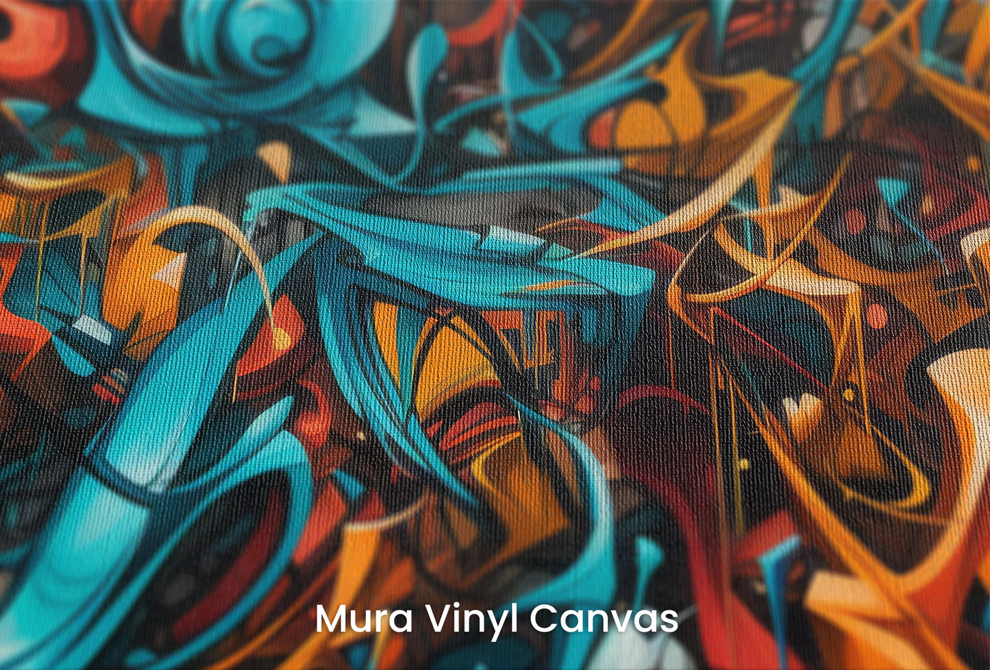 Zbliżenie na artystyczną fototapetę o nazwie Abstract Turmoil na podłożu Mura Vinyl Canvas - faktura naturalnego płótna.