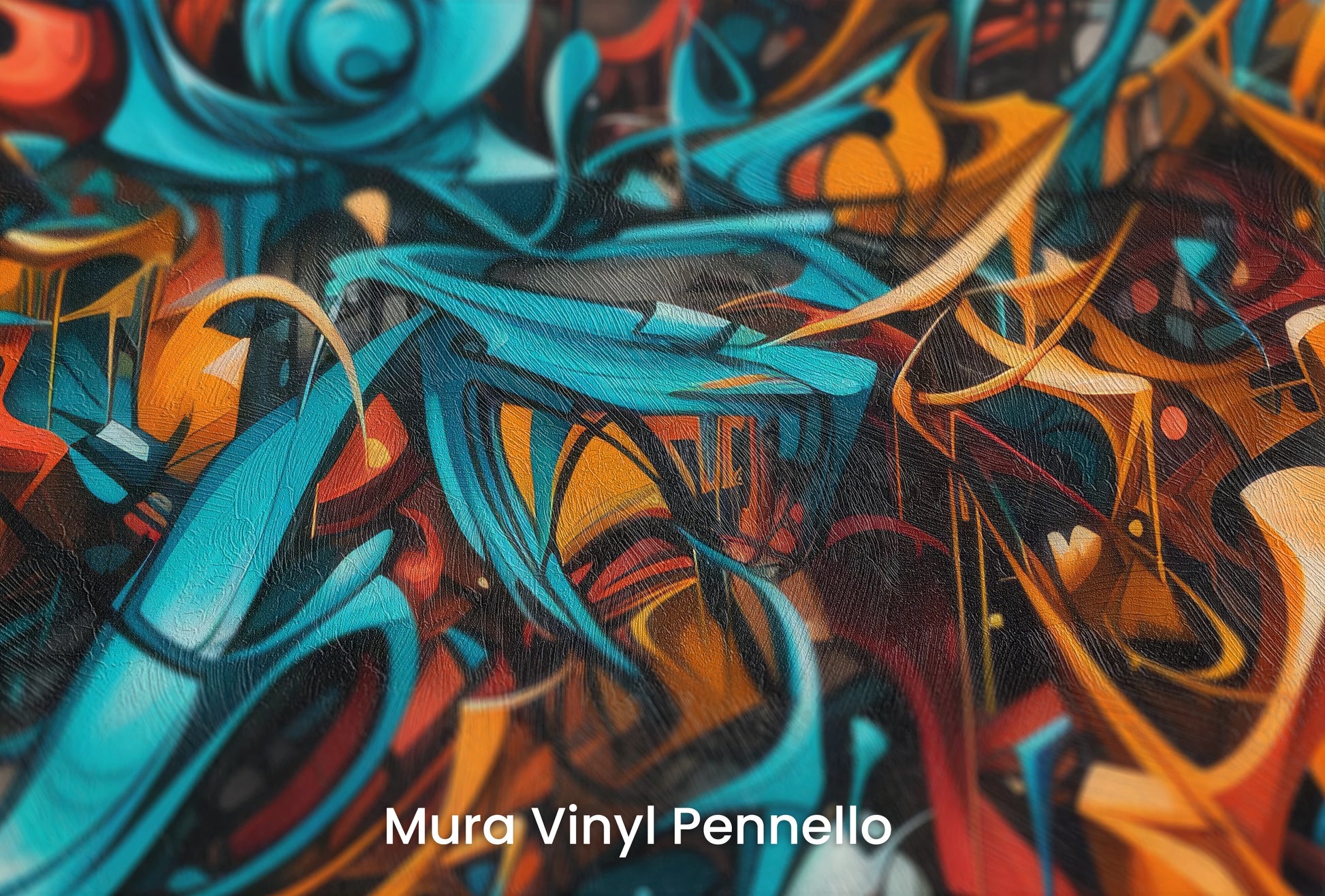 Zbliżenie na artystyczną fototapetę o nazwie Abstract Turmoil na podłożu Mura Vinyl Pennello - faktura pociągnięć pędzla malarskiego.