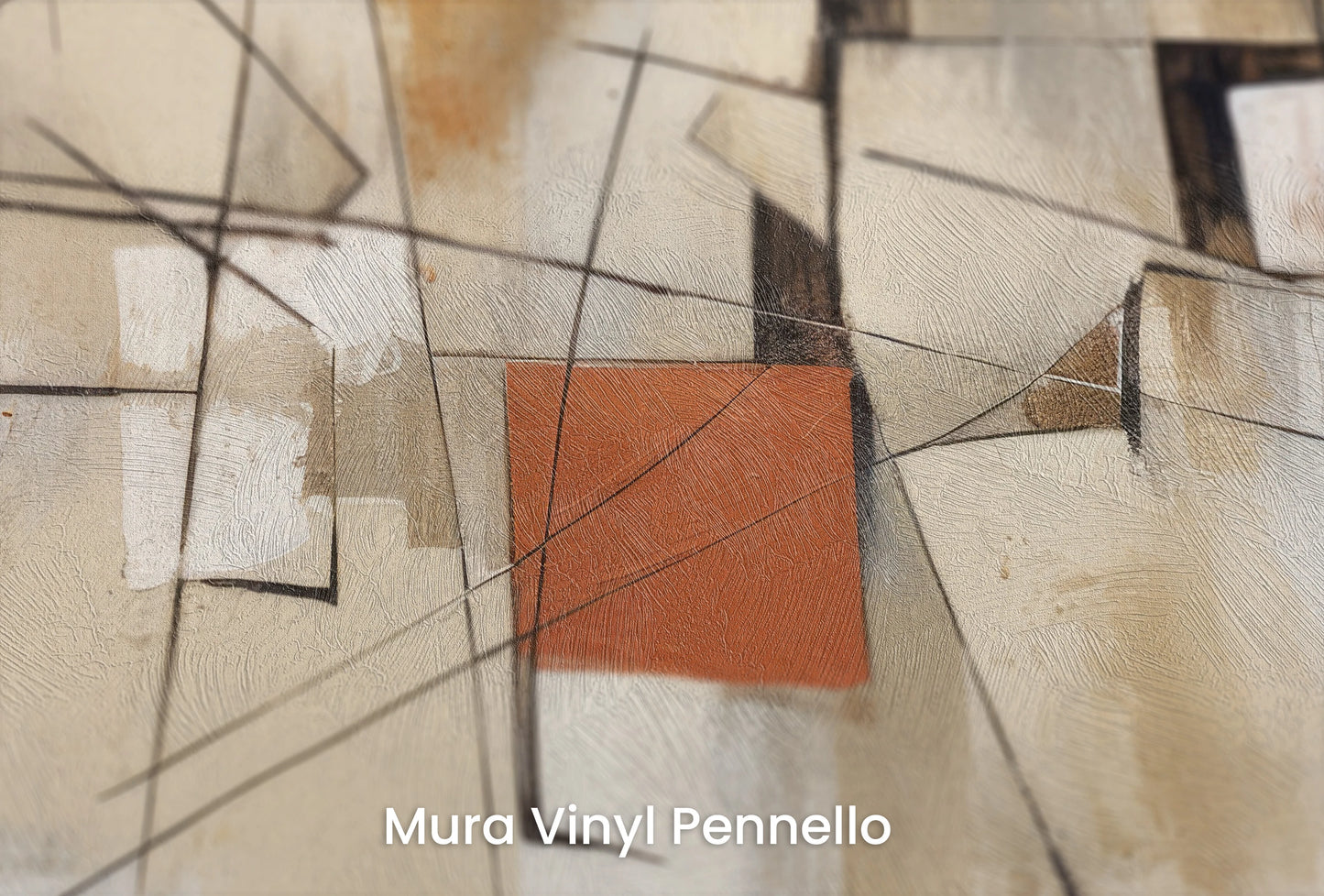 Zbliżenie na artystyczną fototapetę o nazwie Terracotta Abstract na podłożu Mura Vinyl Pennello - faktura pociągnięć pędzla malarskiego.