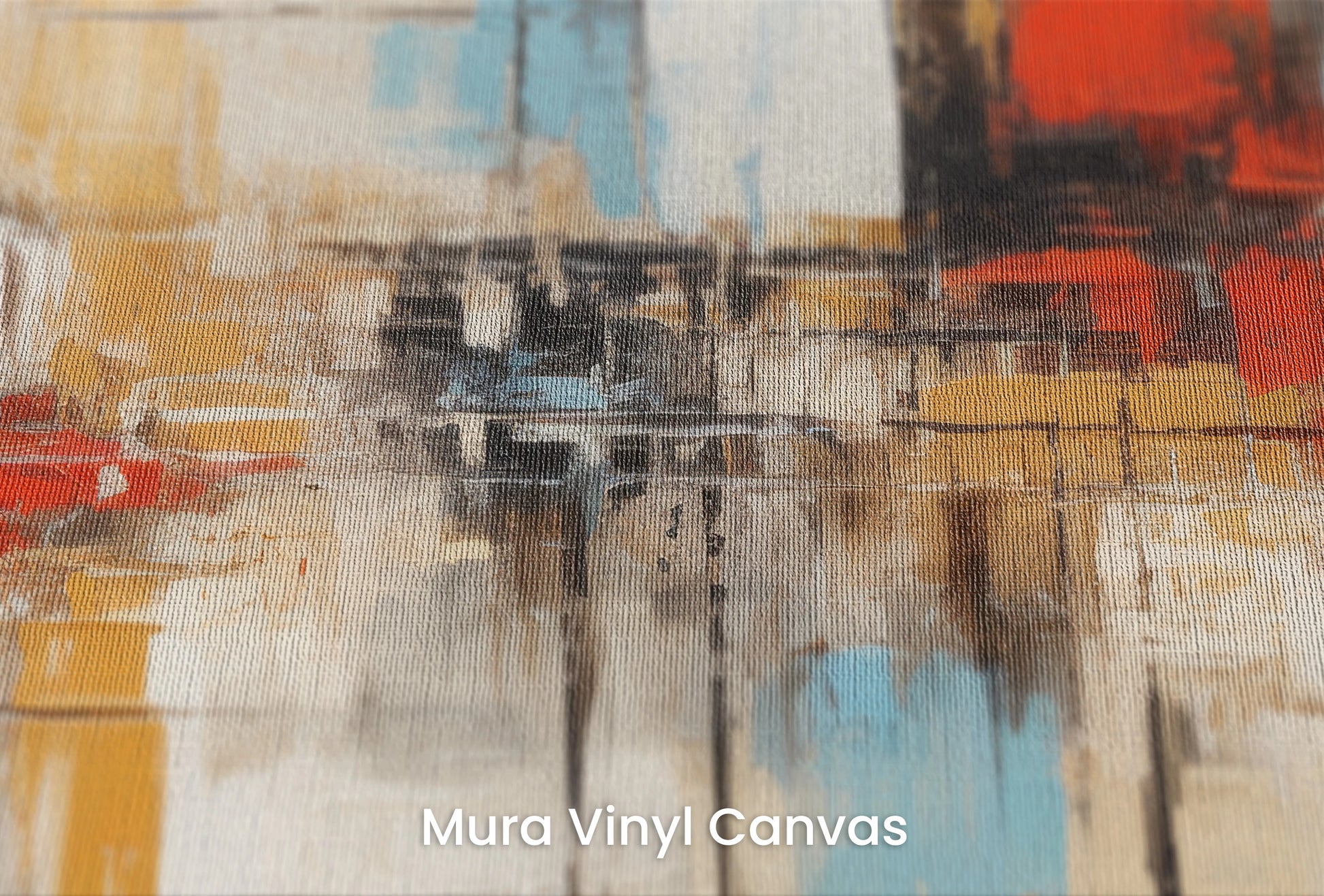 Zbliżenie na artystyczną fototapetę o nazwie Urban Canvas #3 na podłożu Mura Vinyl Canvas - faktura naturalnego płótna.