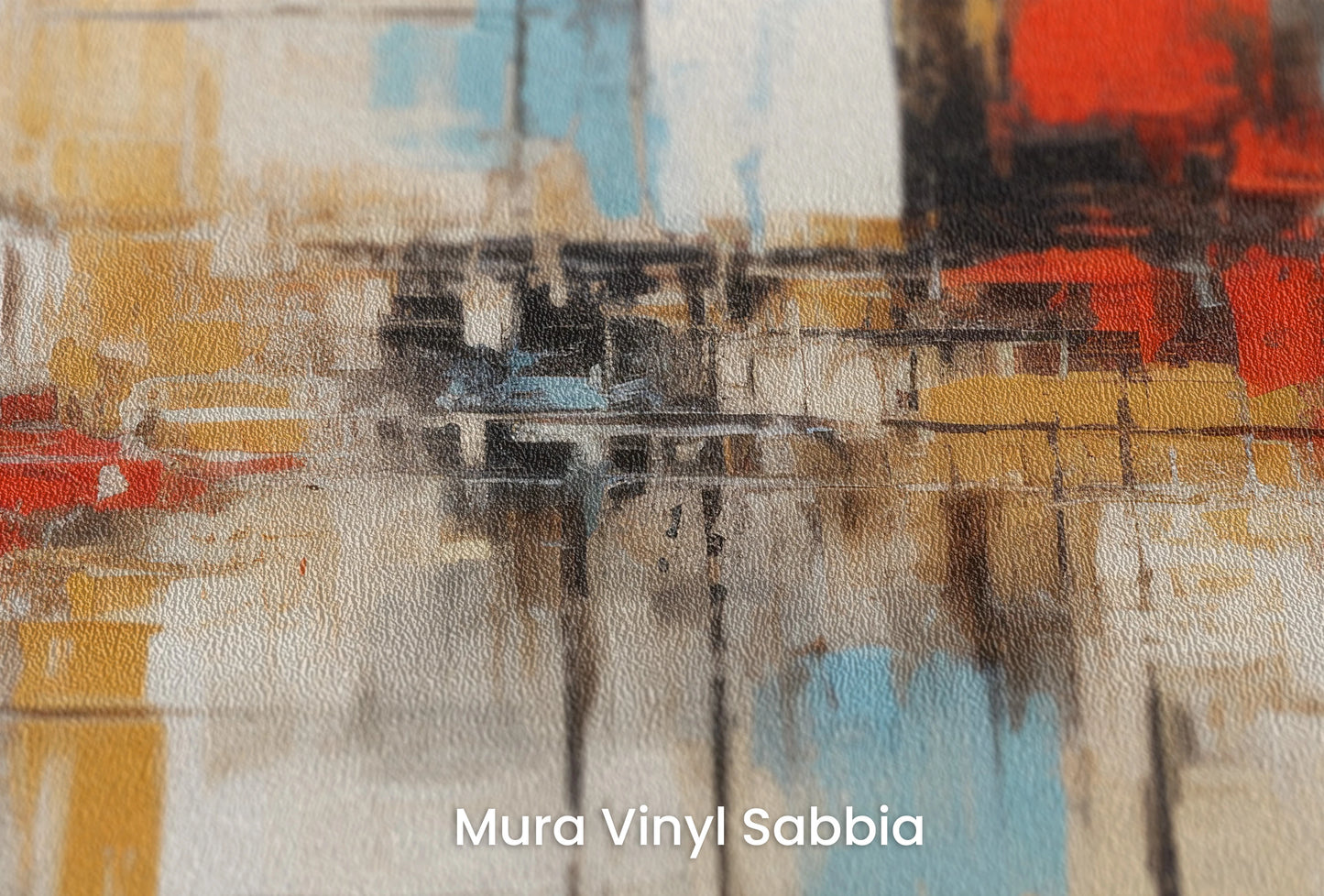 Zbliżenie na artystyczną fototapetę o nazwie Urban Canvas #3 na podłożu Mura Vinyl Sabbia struktura grubego ziarna piasku.