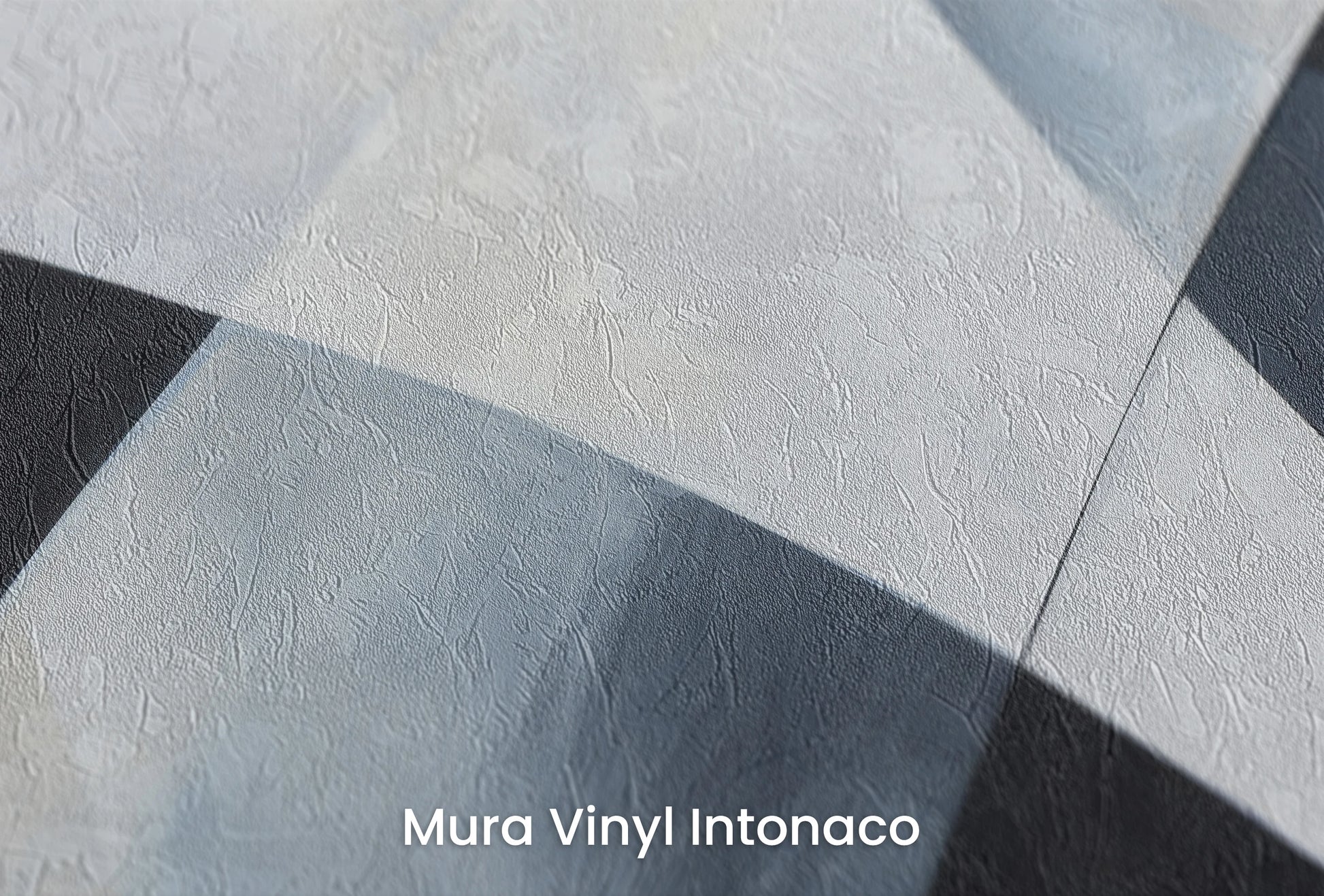 Zbliżenie na artystyczną fototapetę o nazwie Shades of Geometry na podłożu Mura Vinyl Intonaco - struktura tartego tynku.