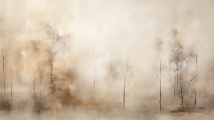 Prezentacja całego wzoru fototapety o nazwie SEPIA SILENCE FOREST MURAL