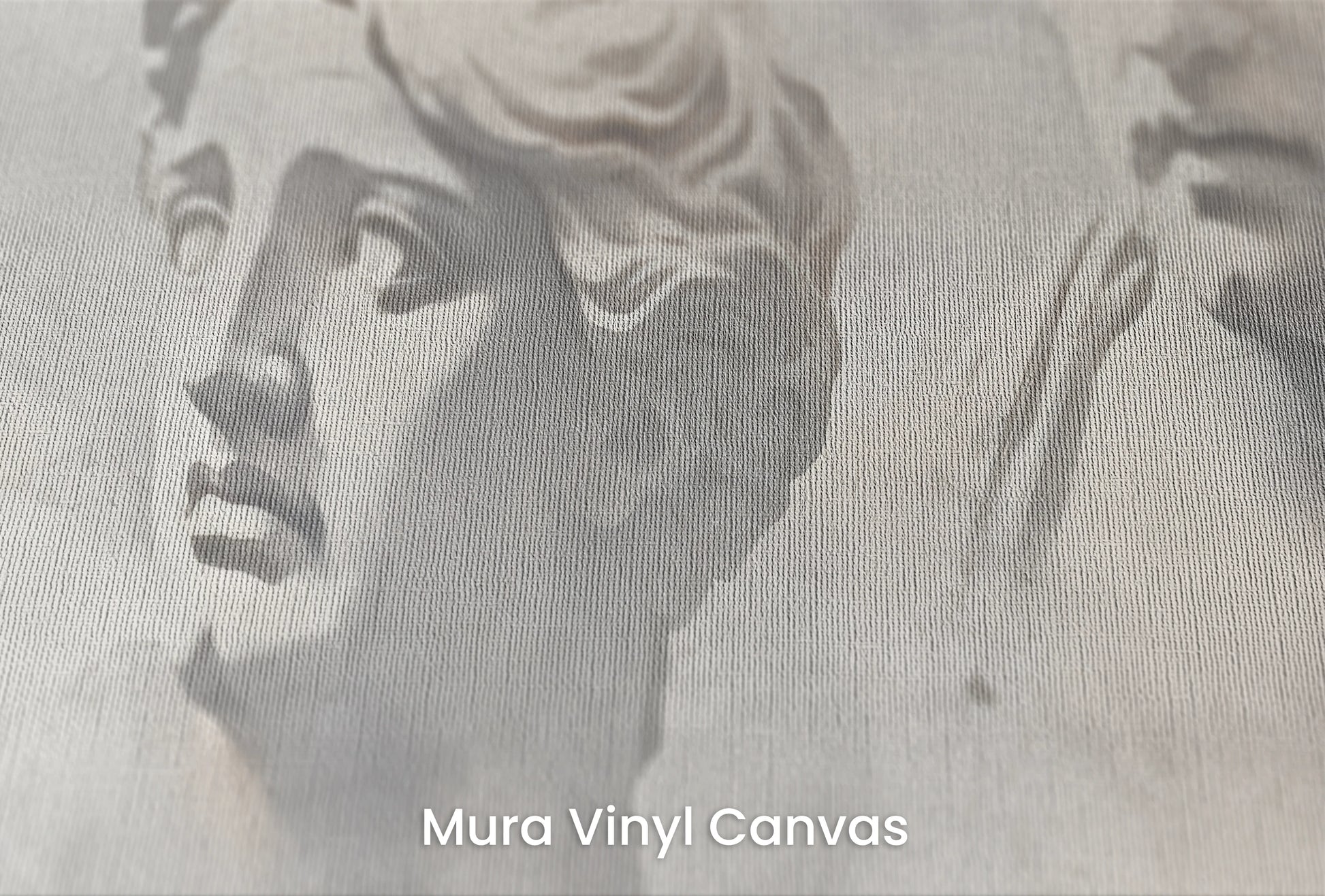 Zbliżenie na artystyczną fototapetę o nazwie Apollo and Daphne na podłożu Mura Vinyl Canvas - faktura naturalnego płótna.