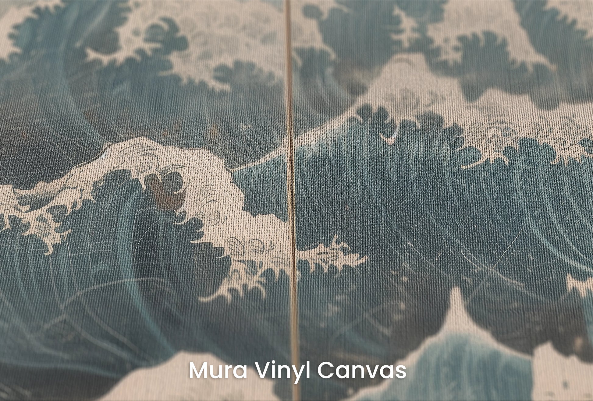 Zbliżenie na artystyczną fototapetę o nazwie Snowy Peak Waves na podłożu Mura Vinyl Canvas - faktura naturalnego płótna.