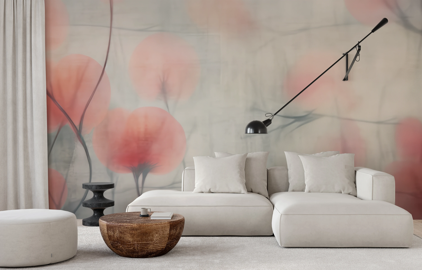 Fototapeta malowana o nazwie Misty Flora Softness pokazana w aranżacji wnętrza.