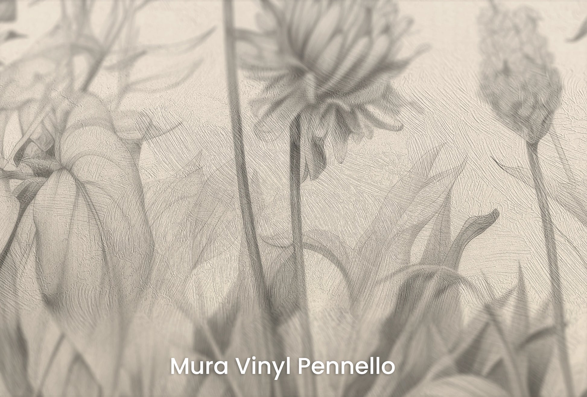 Zbliżenie na artystyczną fototapetę o nazwie Delicate Flora na podłożu Mura Vinyl Pennello - faktura pociągnięć pędzla malarskiego.