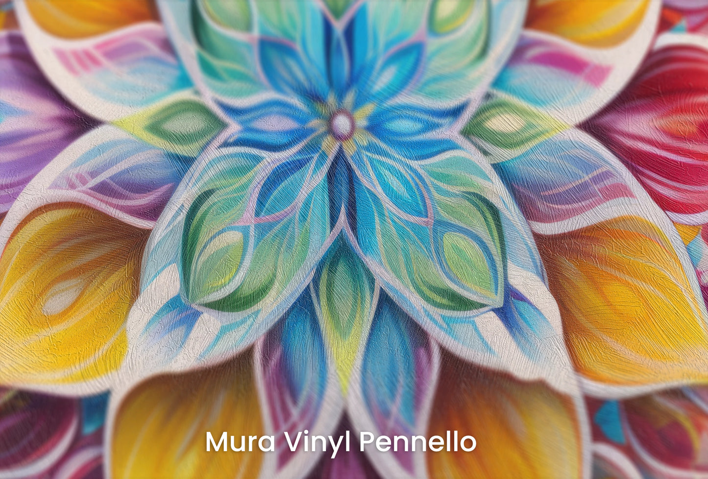 Zbliżenie na artystyczną fototapetę o nazwie Harmonic Lotus na podłożu Mura Vinyl Pennello - faktura pociągnięć pędzla malarskiego.