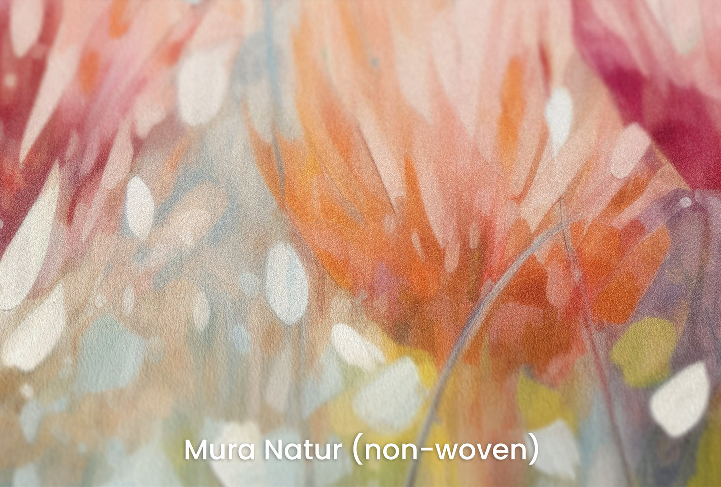 Zbliżenie na artystyczną fototapetę o nazwie Fiery Petal Fusion na podłożu Mura Natur (non-woven) - naturalne i ekologiczne podłoże.