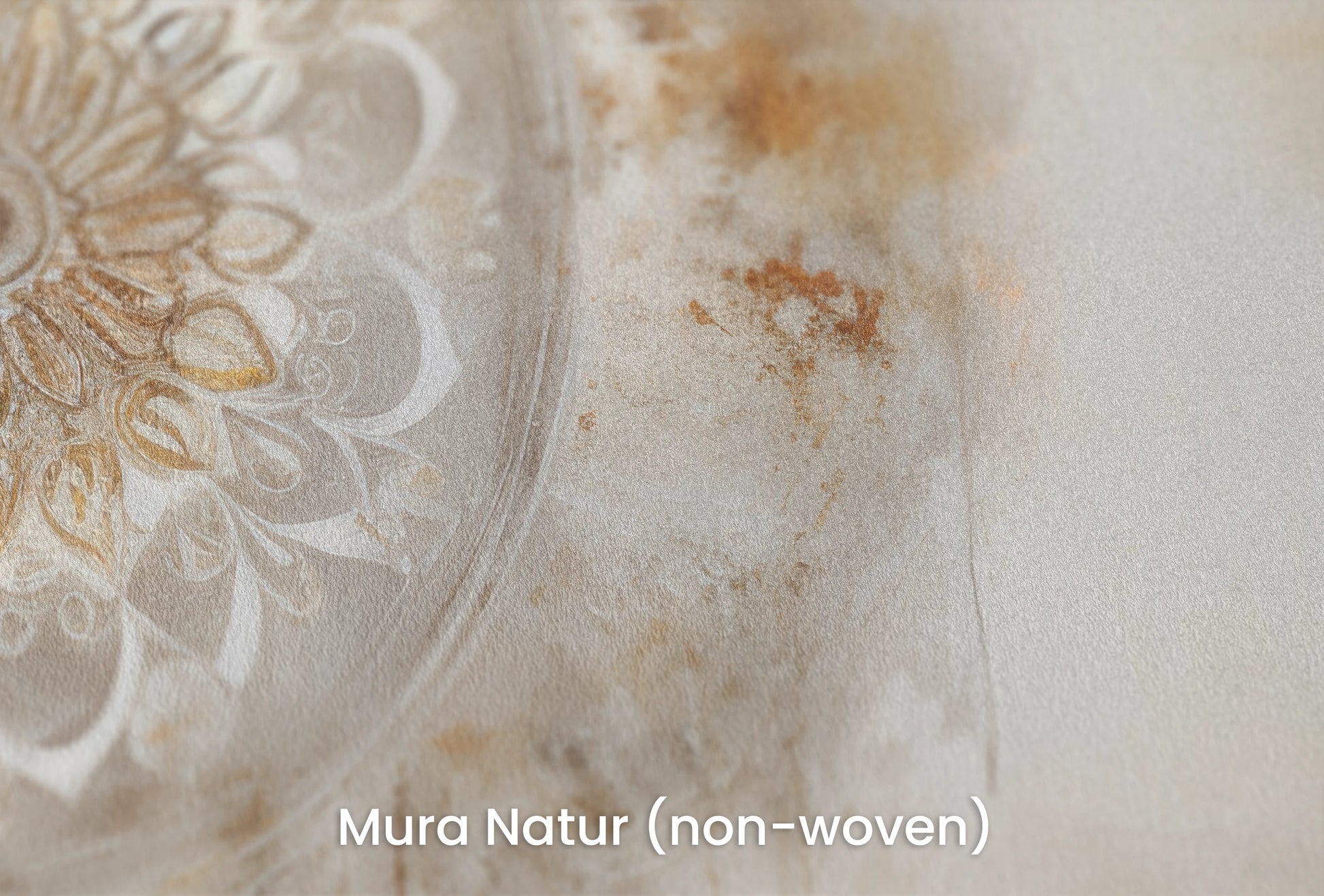 Zbliżenie na artystyczną fototapetę o nazwie Timeless Mandala na podłożu Mura Natur (non-woven) - naturalne i ekologiczne podłoże.