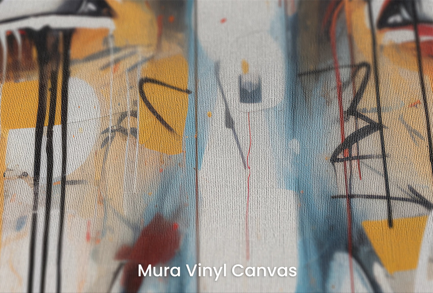 Zbliżenie na artystyczną fototapetę o nazwie Urban Gaze Fragment na podłożu Mura Vinyl Canvas - faktura naturalnego płótna.