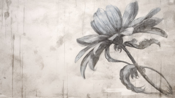 Prezentacja całego wzoru fototapety o nazwie MONOCHROME BLOOM INK SKETCH