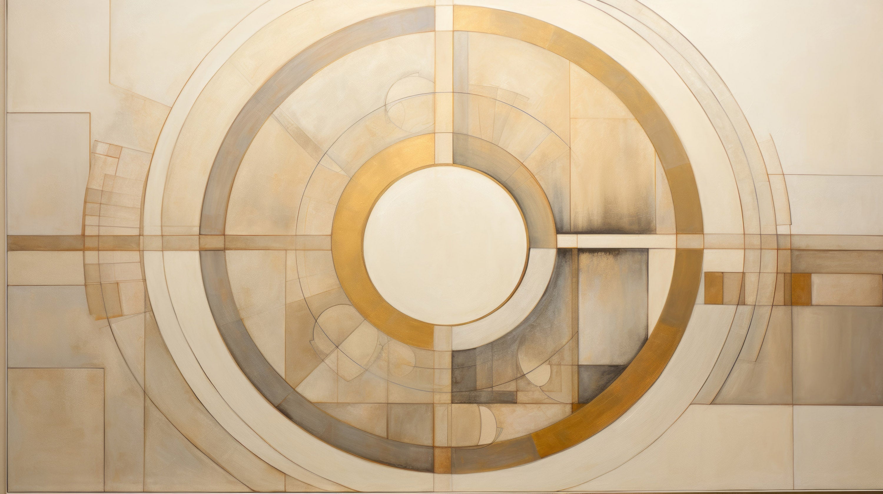 Mustervorschau: Prezentacja całego wzoru fototapety o nazwie CIRCULAR SYMMETRY IN GOLD AND CREAM