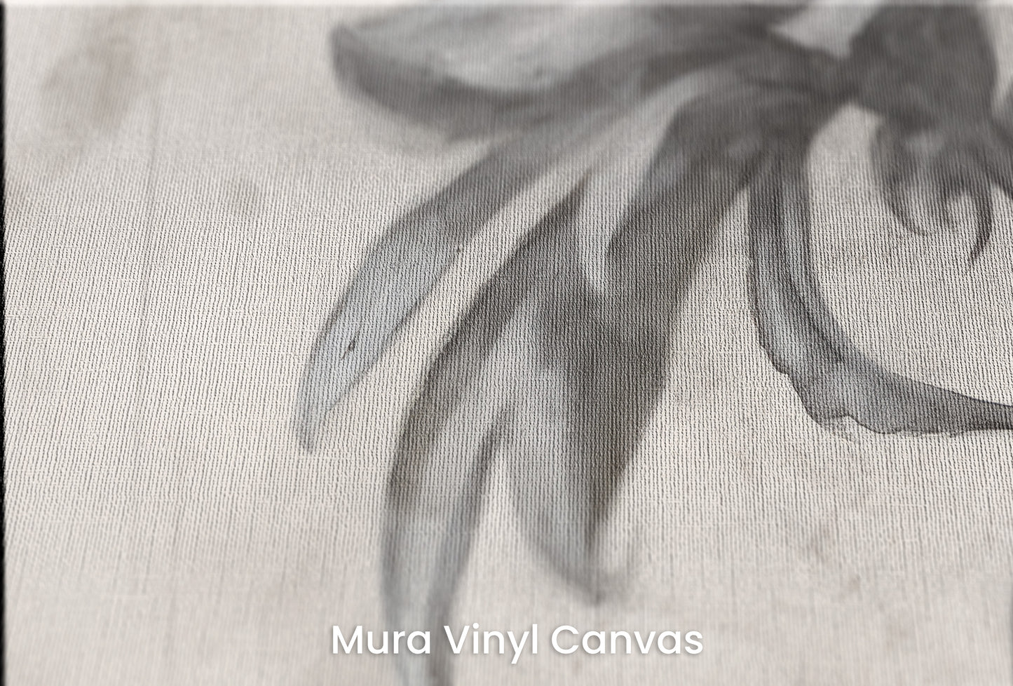 Zbliżenie na artystyczną fototapetę o nazwie MONOCHROME BLOOM INK SKETCH na podłożu Mura Vinyl Canvas - faktura naturalnego płótna.