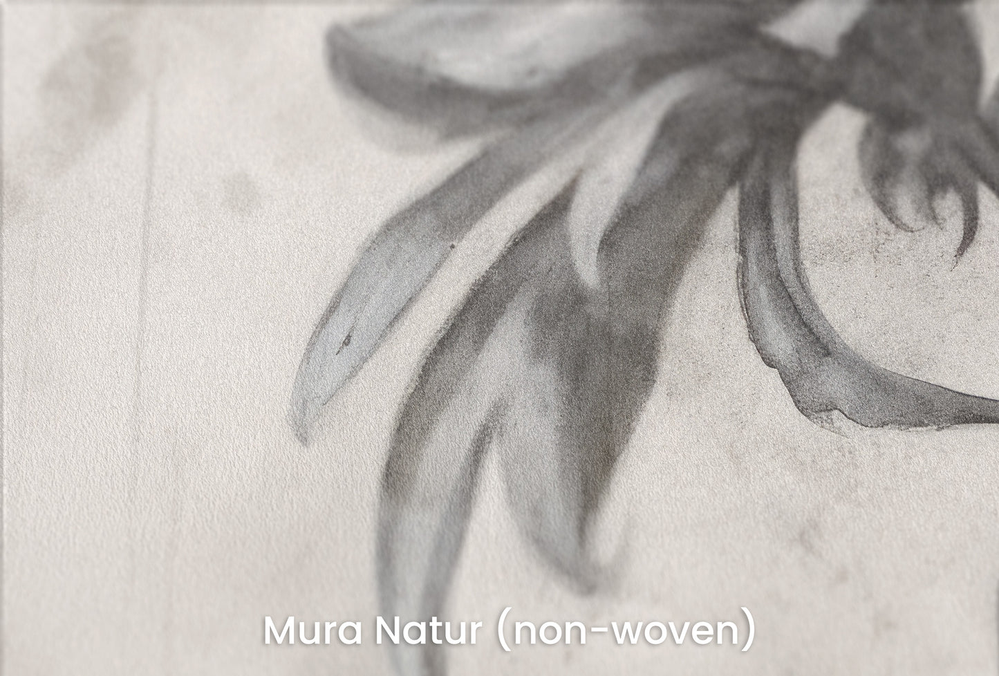 Zbliżenie na artystyczną fototapetę o nazwie MONOCHROME BLOOM INK SKETCH na podłożu Mura Natur (non-woven) - naturalne i ekologiczne podłoże.