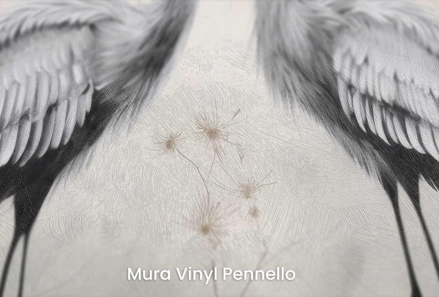 Zbliżenie na artystyczną fototapetę o nazwie Silent Duet na podłożu Mura Vinyl Pennello - faktura pociągnięć pędzla malarskiego.