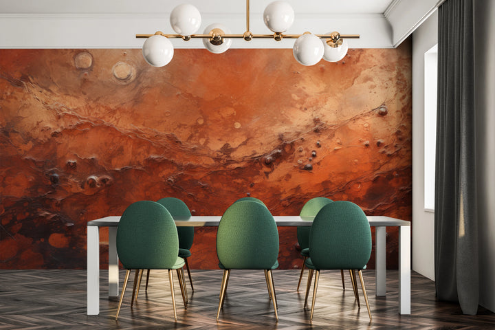 Zdjęcie prezentuje aranżację wnętrza z użyciem fototapety o nazwie Martian Dust pokazanej w aranżacji wnętrza.