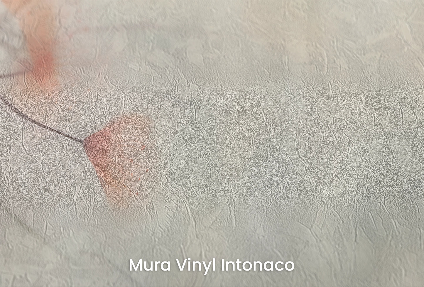 Zbliżenie na artystyczną fototapetę o nazwie Serene Heron na podłożu Mura Vinyl Intonaco - struktura tartego tynku.