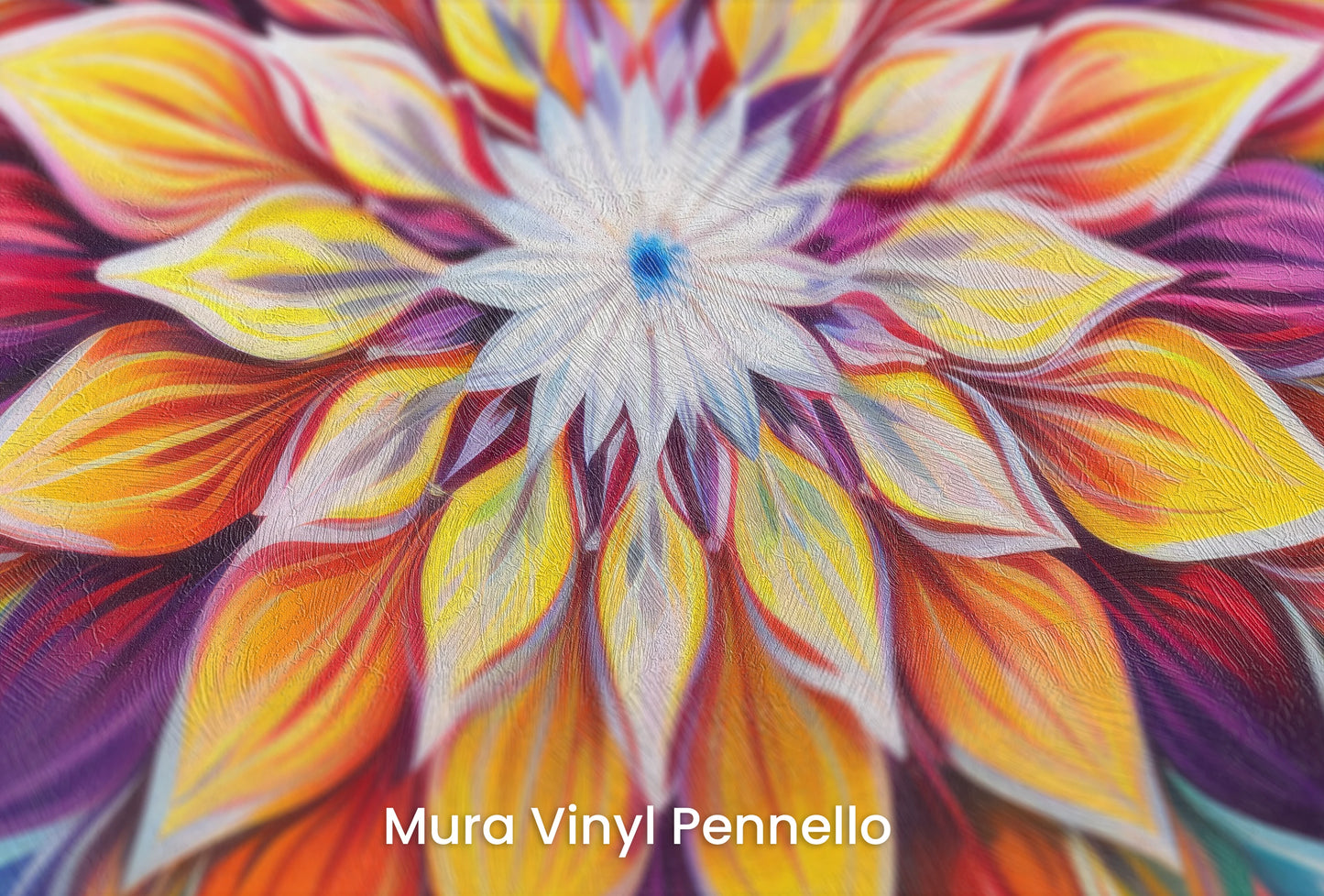 Zbliżenie na artystyczną fototapetę o nazwie Warmth of Spirit na podłożu Mura Vinyl Pennello - faktura pociągnięć pędzla malarskiego.