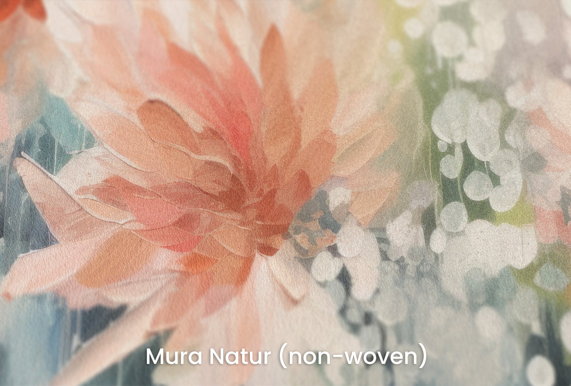 Zbliżenie na artystyczną fototapetę o nazwie Whispering Petal Elegance na podłożu Mura Natur (non-woven) - naturalne i ekologiczne podłoże.