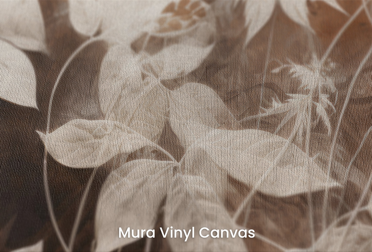 Zbliżenie na artystyczną fototapetę o nazwie Twilight Botanicals na podłożu Mura Vinyl Canvas - faktura naturalnego płótna.