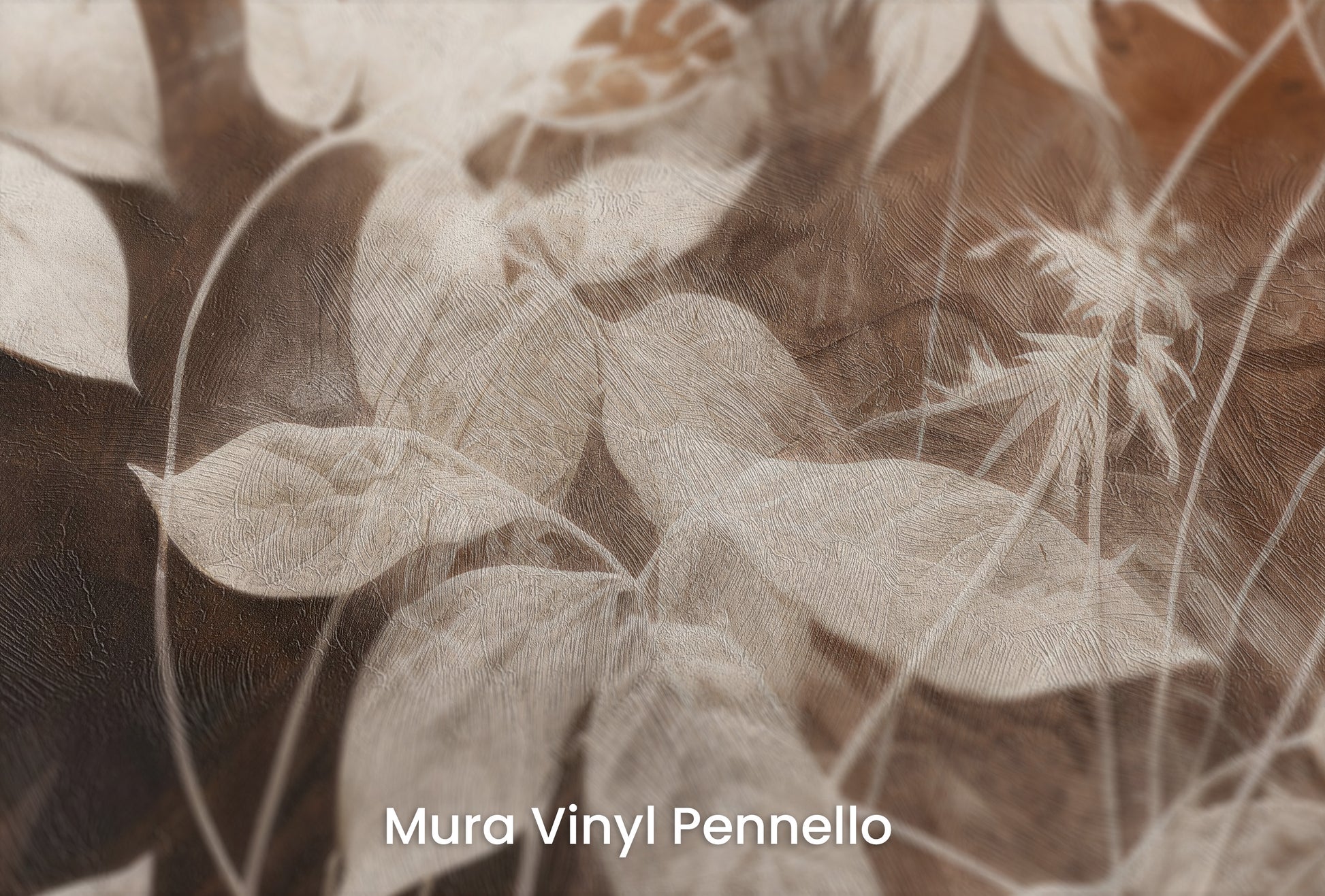 Zbliżenie na artystyczną fototapetę o nazwie Twilight Botanicals na podłożu Mura Vinyl Pennello - faktura pociągnięć pędzla malarskiego.
