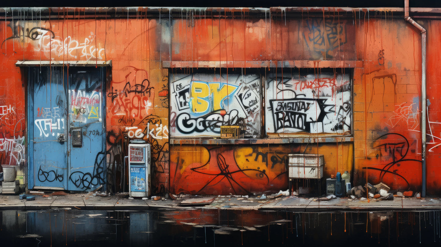 Prezentacja całego wzoru fototapety o nazwie Graffiti Panorama