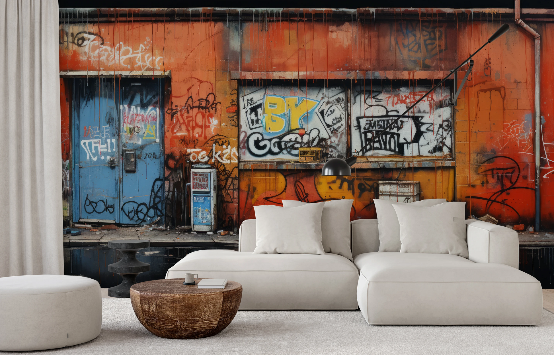 Fototapeta malowana o nazwie Graffiti Panorama pokazana w aranżacji wnętrza.