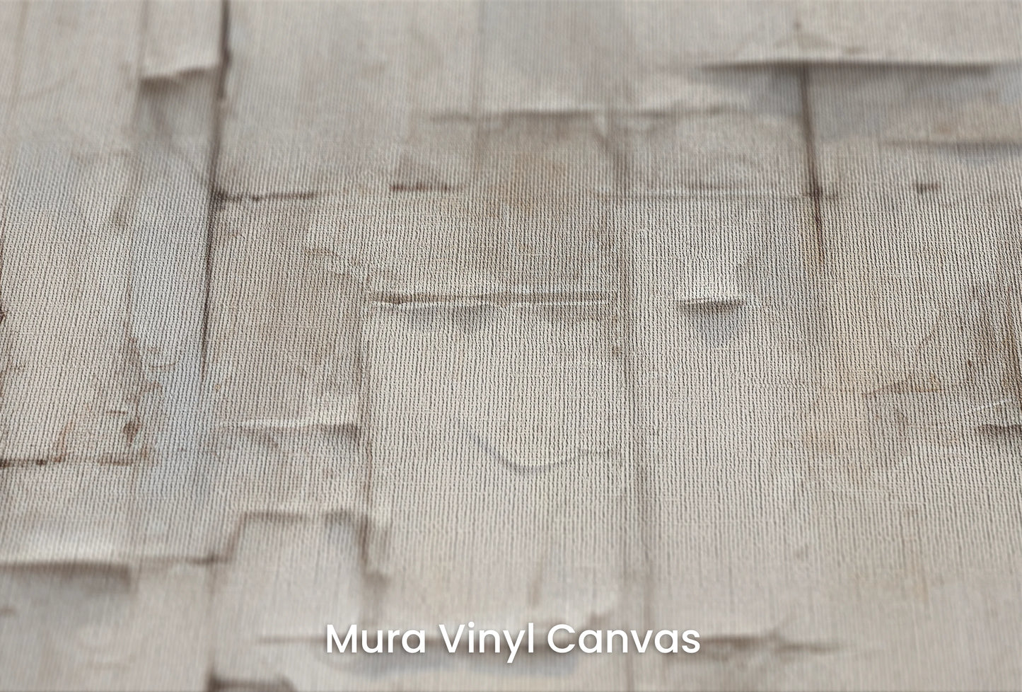 Zbliżenie na artystyczną fototapetę o nazwie Ivory Patchwork na podłożu Mura Vinyl Canvas - faktura naturalnego płótna.
