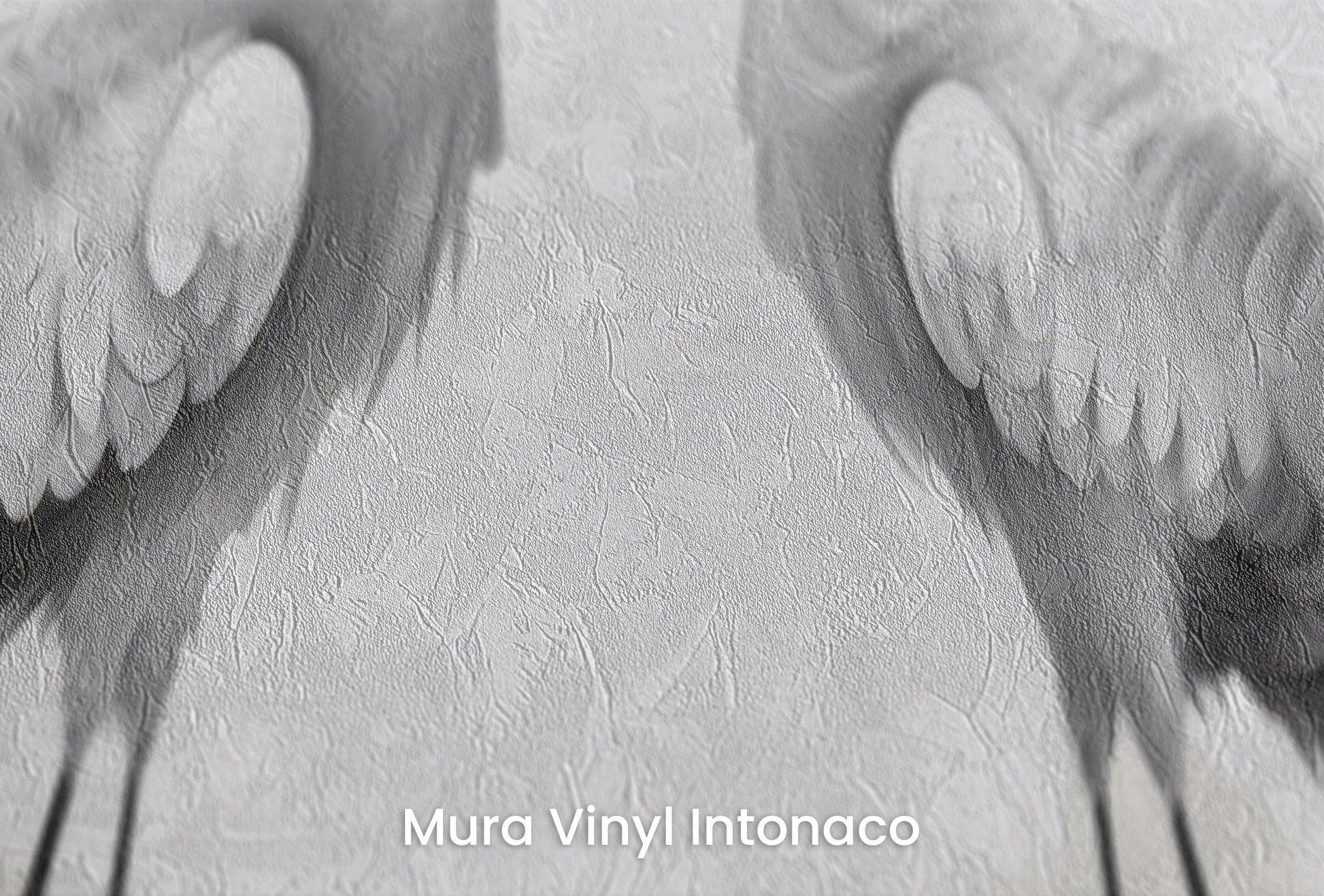 Zbliżenie na artystyczną fototapetę o nazwie Whisper of Dawn na podłożu Mura Vinyl Intonaco - struktura tartego tynku.