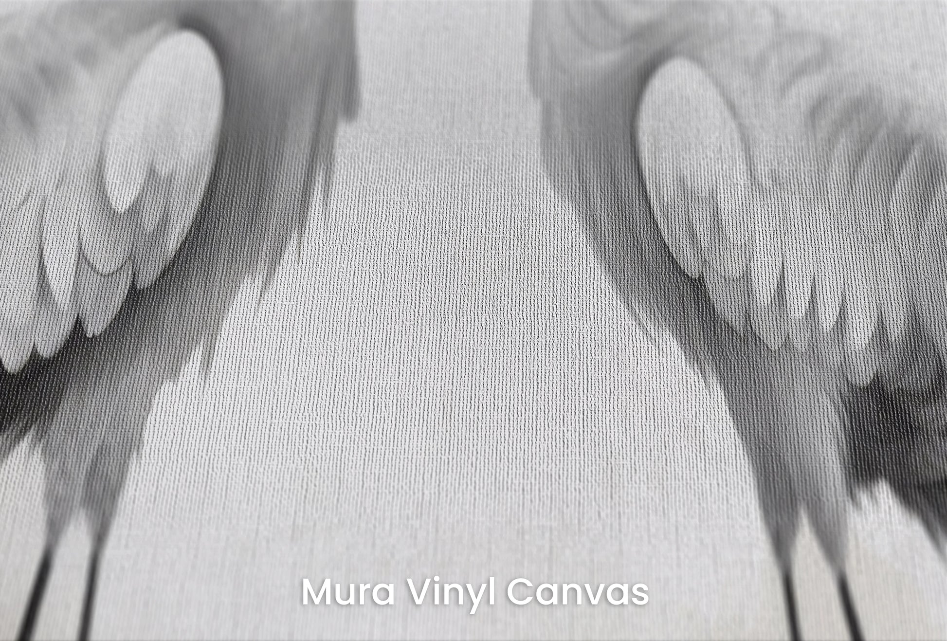 Zbliżenie na artystyczną fototapetę o nazwie Whisper of Dawn na podłożu Mura Vinyl Canvas - faktura naturalnego płótna.