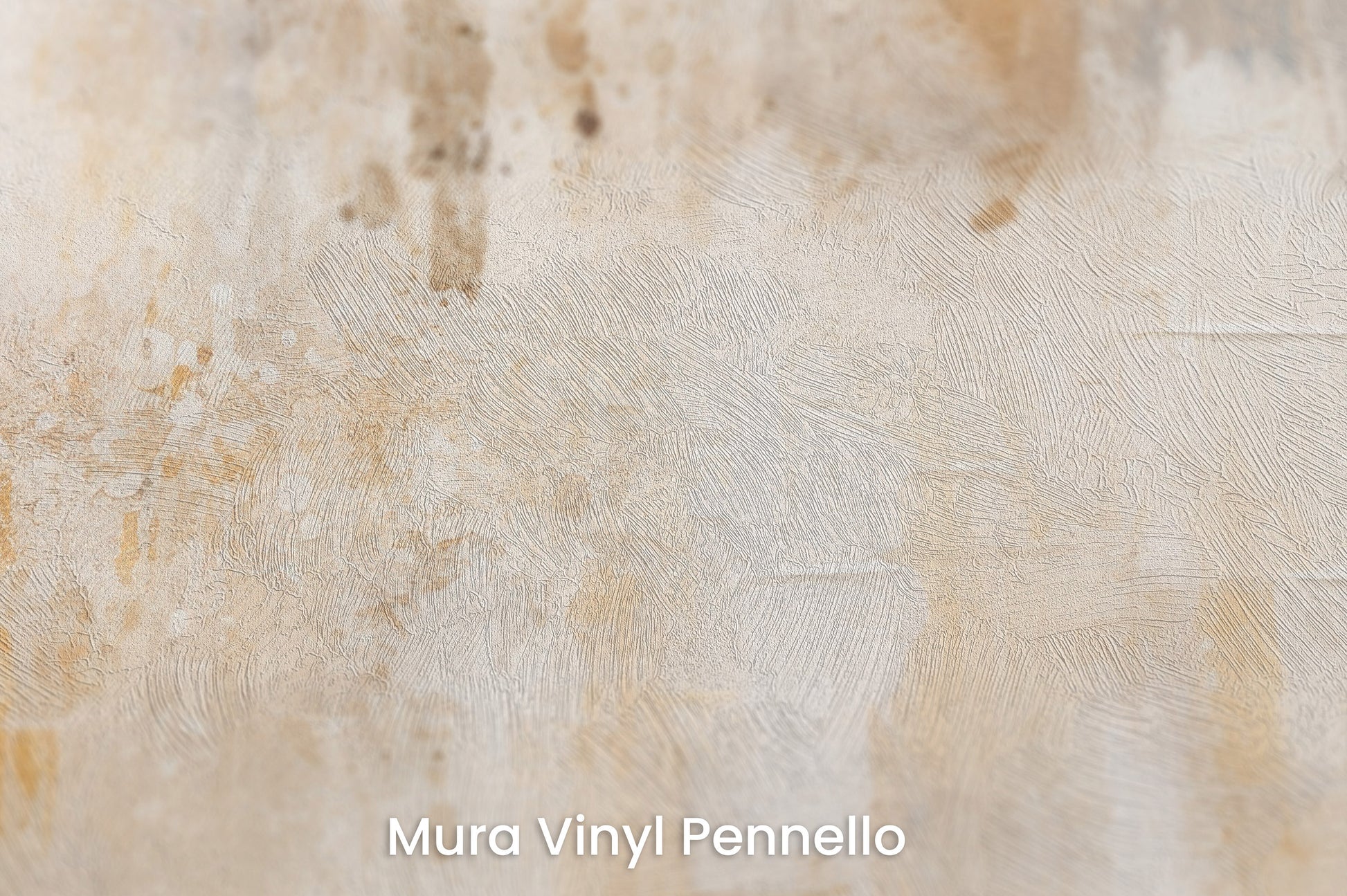 Zbliżenie na artystyczną fototapetę o nazwie GOLDEN VISTA SPHERES na podłożu Mura Vinyl Pennello - faktura pociągnięć pędzla malarskiego.