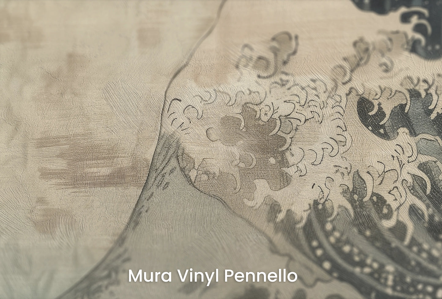 Zbliżenie na artystyczną fototapetę o nazwie Sapphire Swirl na podłożu Mura Vinyl Pennello - faktura pociągnięć pędzla malarskiego.
