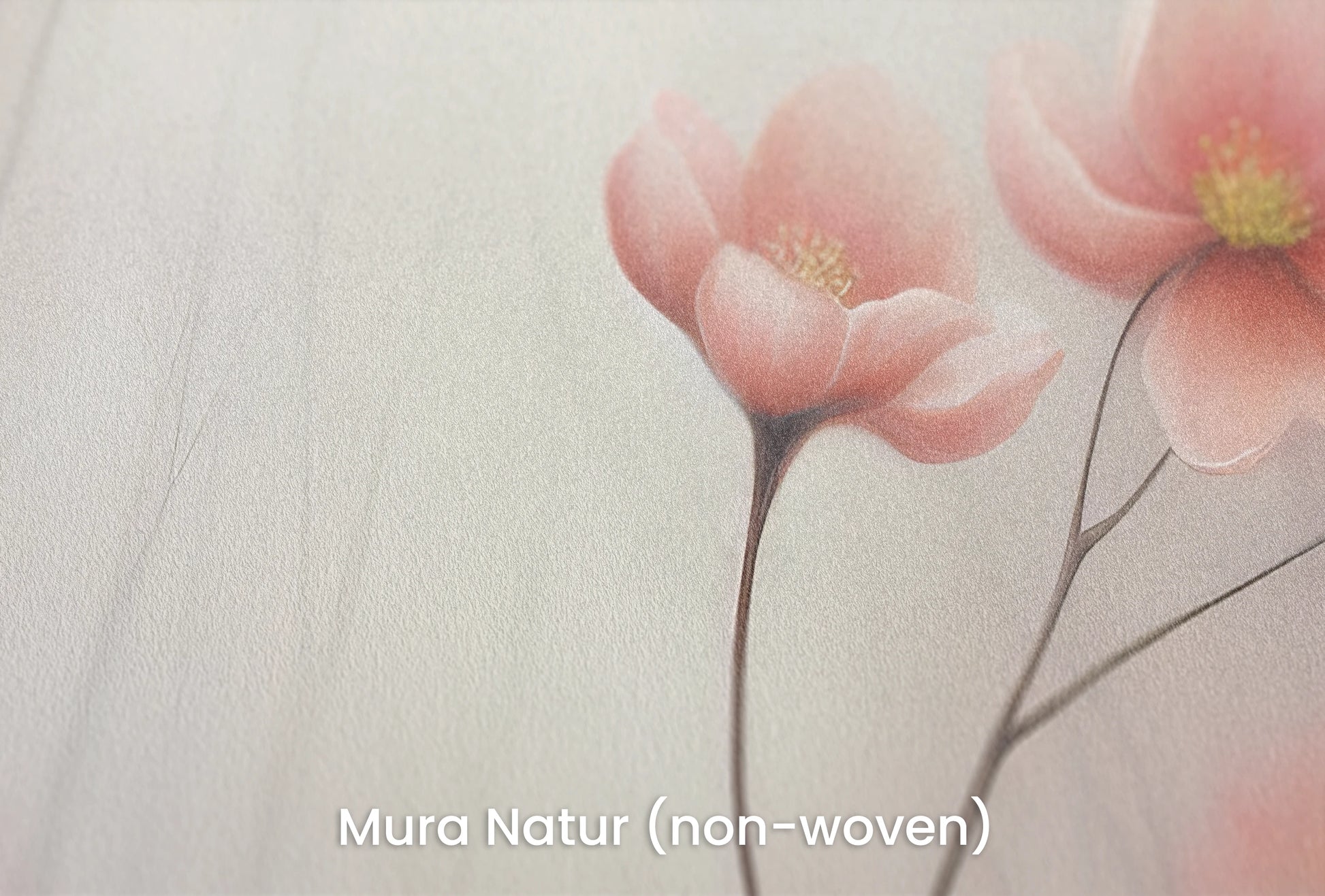 Zbliżenie na artystyczną fototapetę o nazwie Dreamy Flora na podłożu Mura Natur (non-woven) - naturalne i ekologiczne podłoże.