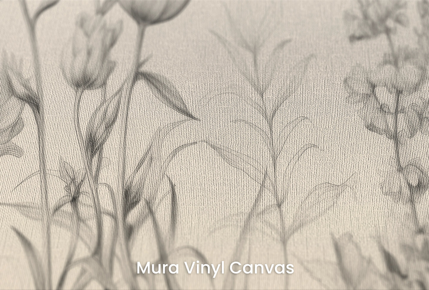 Zbliżenie na artystyczną fototapetę o nazwie Floral Array na podłożu Mura Vinyl Canvas - faktura naturalnego płótna.