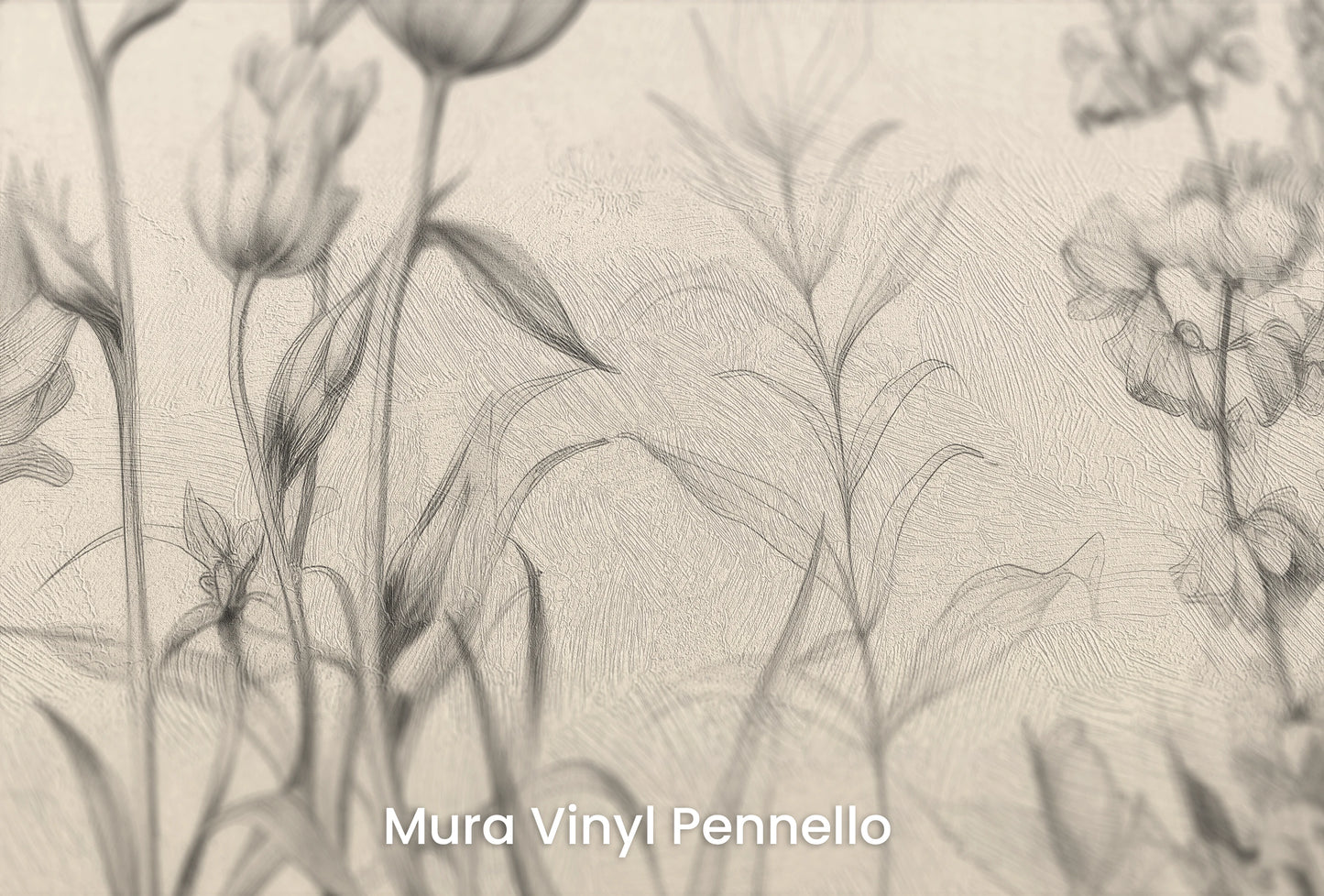 Zbliżenie na artystyczną fototapetę o nazwie Floral Array na podłożu Mura Vinyl Pennello - faktura pociągnięć pędzla malarskiego.