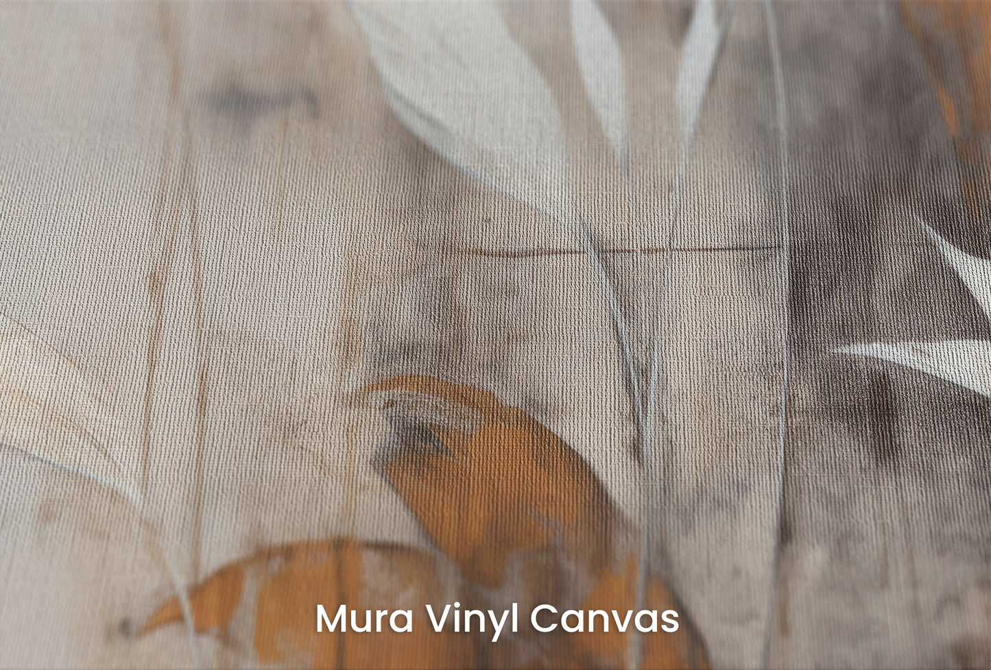 Zbliżenie na artystyczną fototapetę o nazwie Subdued Floral Shadows na podłożu Mura Vinyl Canvas - faktura naturalnego płótna.