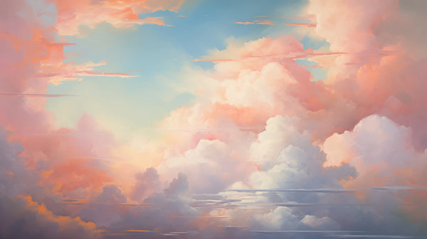 Harmonie Pêche - Papier Peint Nuage Coucher de Soleil Pastel