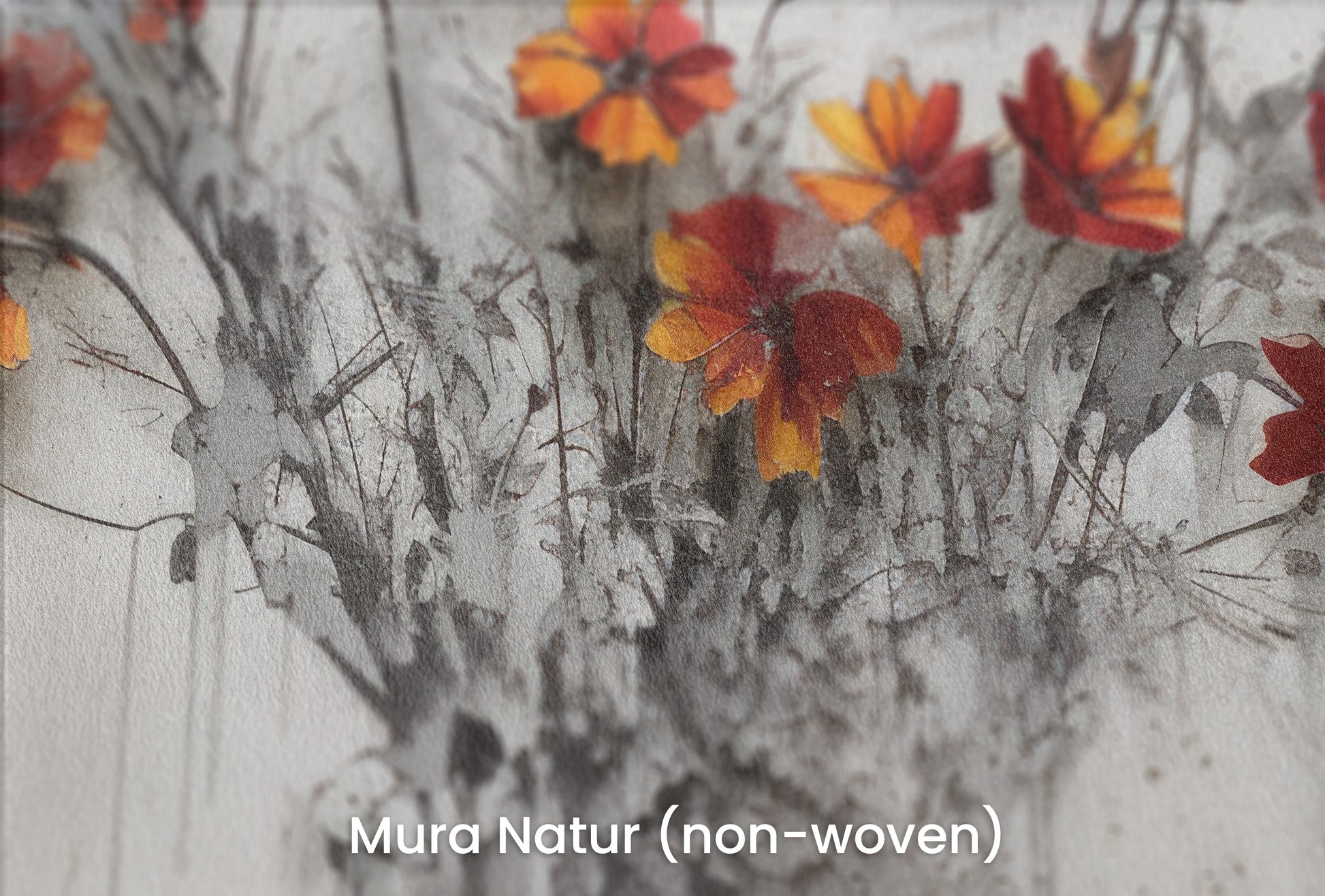 Zbliżenie na artystyczną fototapetę o nazwie VIVID AUTUMN SPLASH na podłożu Mura Natur (non-woven) - naturalne i ekologiczne podłoże.