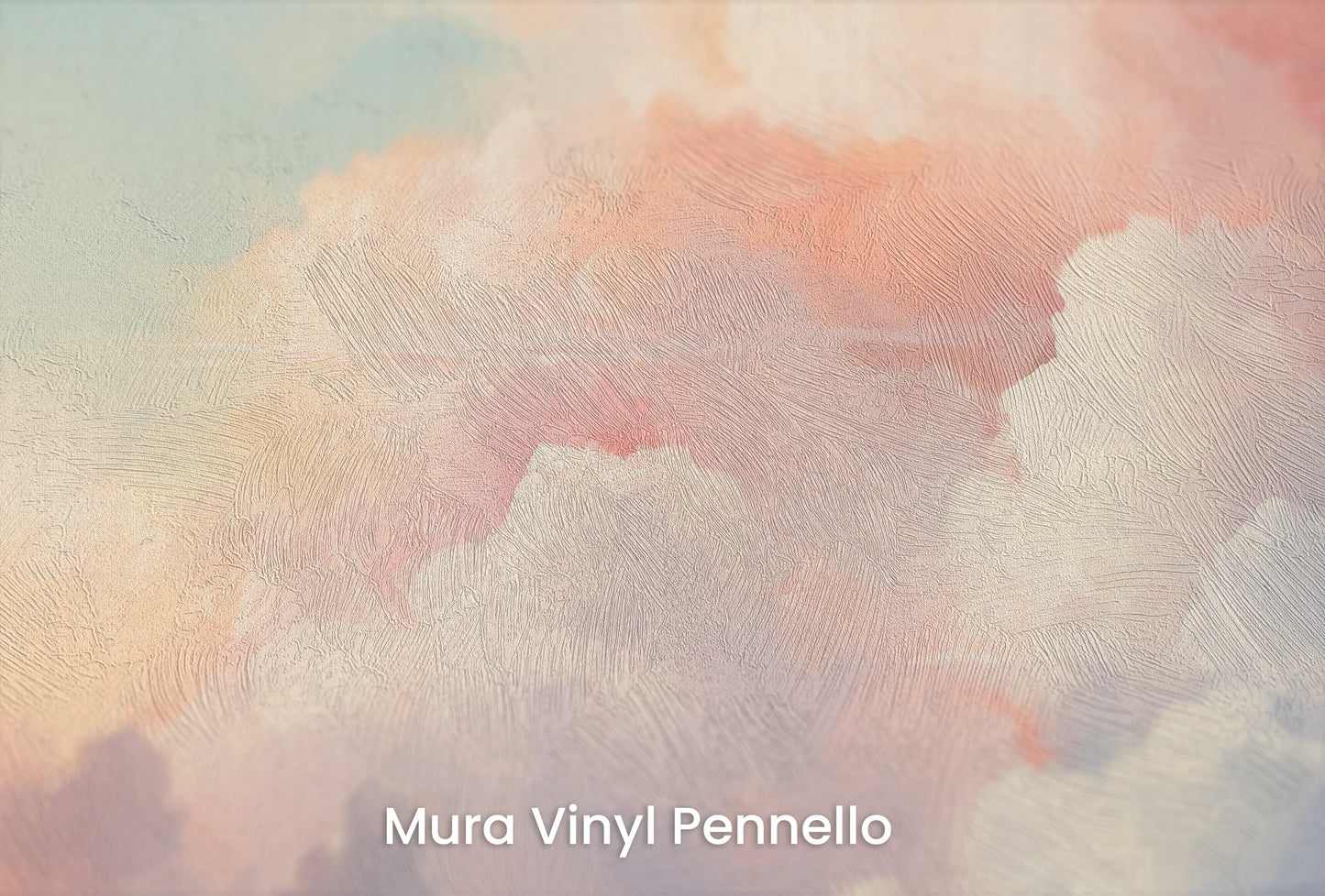 Zbliżenie na artystyczną fototapetę o nazwie Peach Harmony na podłożu Mura Vinyl Pennello - faktura pociągnięć pędzla malarskiego.