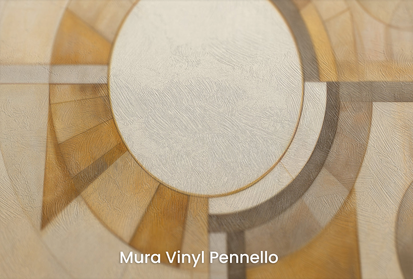Zbliżenie na artystyczną fototapetę o nazwie ASTRAL CIRCULARITY na podłożu Mura Vinyl Pennello - faktura pociągnięć pędzla malarskiego.