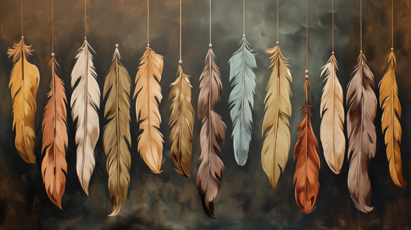 Dusk Serenity - Feather wallpaper in warm beige and caramel tones