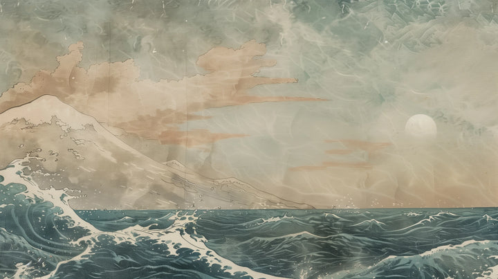 Prezentacja całego wzoru fototapety o nazwie Moonlit Ocean Serenade